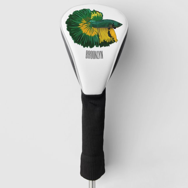 Siamese fighting fish cartoon illustration golf head cover (Front)