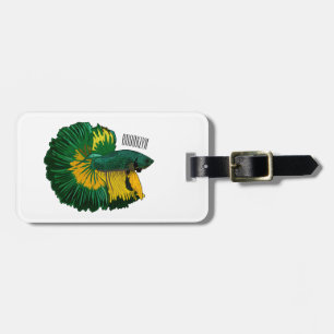 Siamese fighting fish cartoon illustration luggage tag