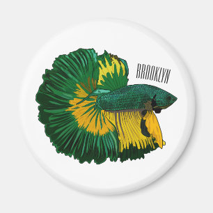 Siamese fighting fish cartoon illustration magnet
