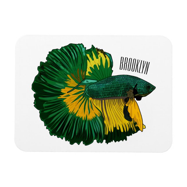Siamese fighting fish cartoon illustration magnet (Horizontal)