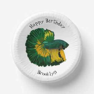 Siamese fighting fish cartoon illustration paper plate