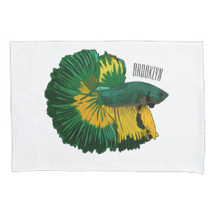 Siamese fighting fish cartoon illustration pillowcase