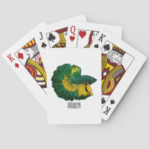 Siamese fighting fish cartoon illustration playing cards