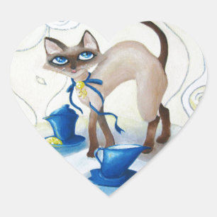 Siamese - fine art heart sticker
