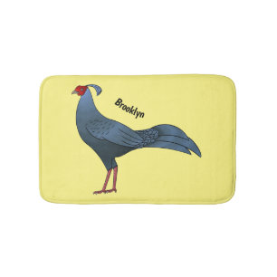 Siamese fireback bird cartoon illustration  bath mat