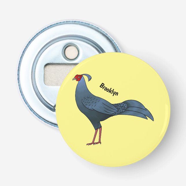 Siamese fireback bird cartoon illustration bottle opener (Front)