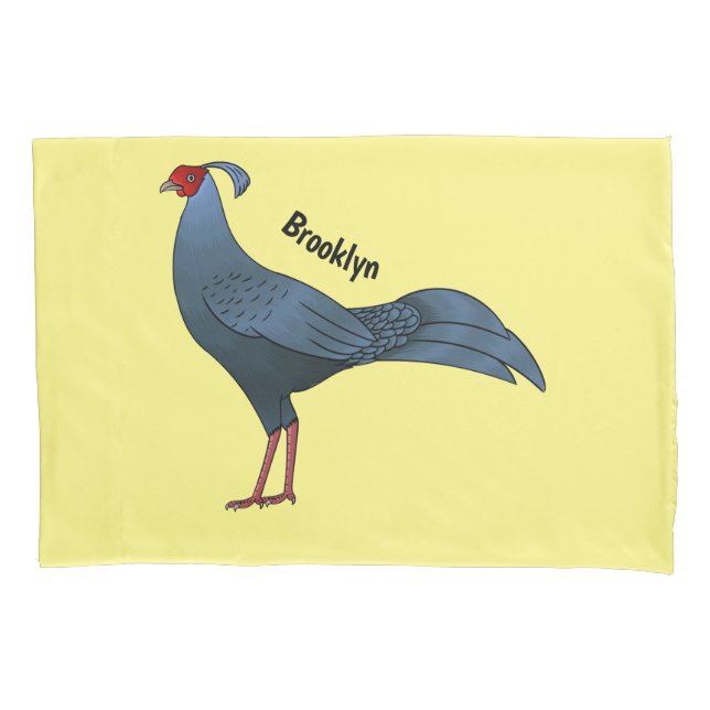 Siamese fireback bird cartoon illustration  pillowcase (Front)
