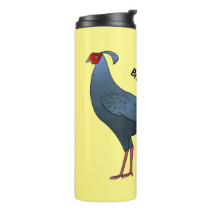 Siamese fireback bird cartoon illustration thermal tumbler