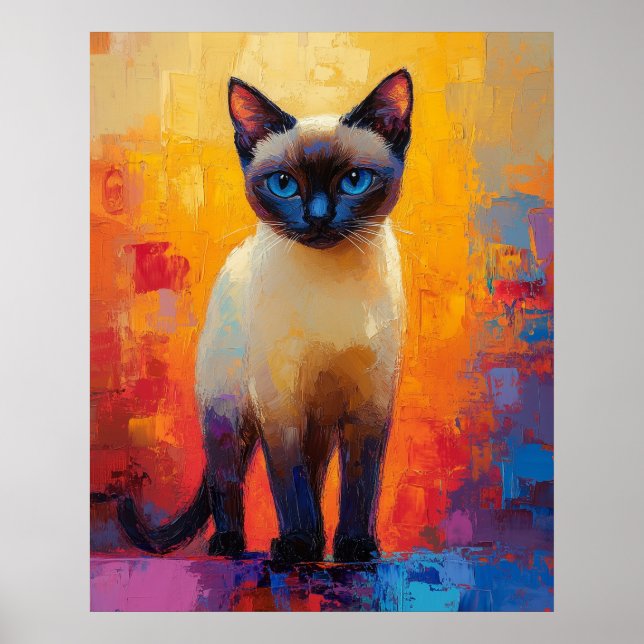 Siamese in Colorstorm - Expressive Impressionist C Poster (Front)