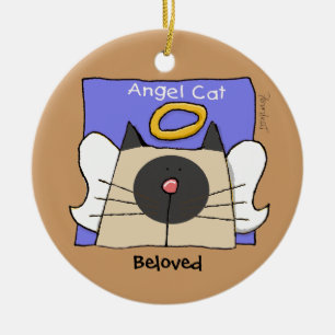 Siamese Keepsake Cat Angel Personalize Ceramic Ornament