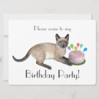Siamese Kitten Anniversaire Fête Invitation