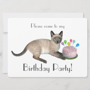 Siamese Kitten Anniversaire Fête Invitation