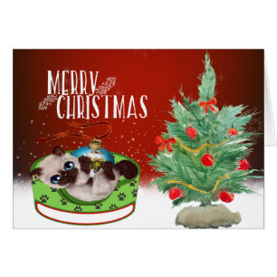 Siamese Kitten Christmas Card