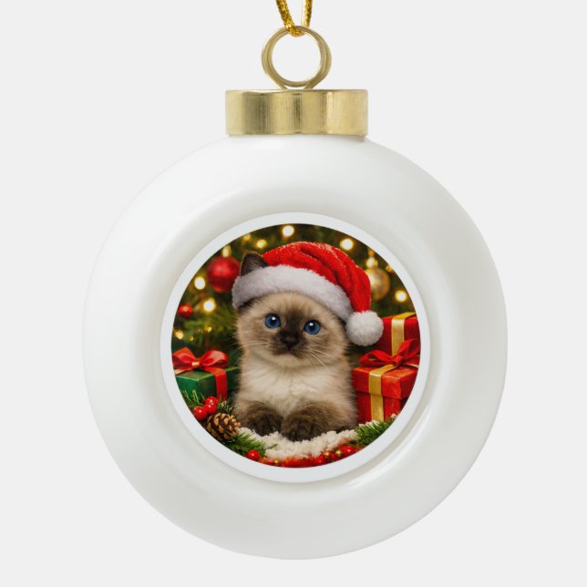 Siamese Kitten Christmas Ornament  (Front)