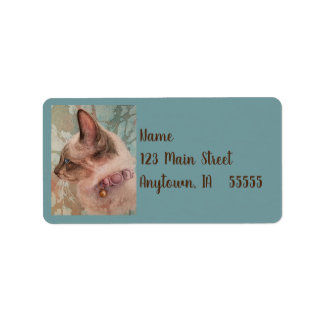 Siamese Kitten Pink Coller Aquarelle Étiquette d'a