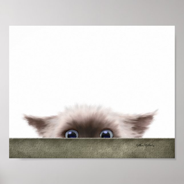 Siamese Kitten Stalking You Cartoon Poster (Front)