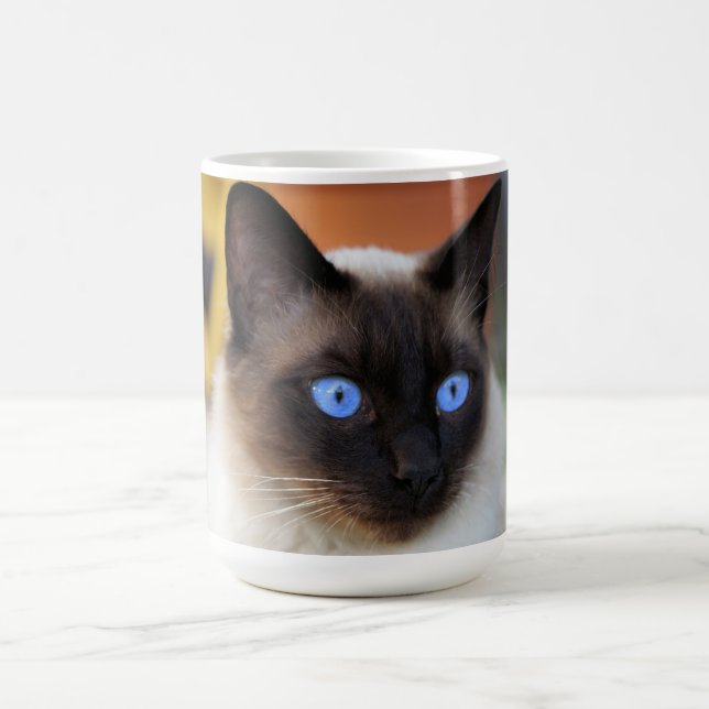 Siamese kitty cat with lovely big blue eyes magic mug (Center)