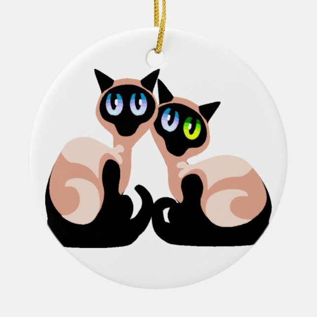 Siamese Love Ceramic Ornament (Front)