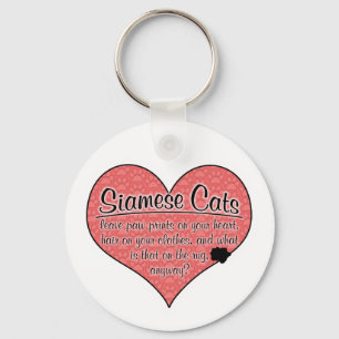 Siamese Paw Prints Cat Humour Keychain