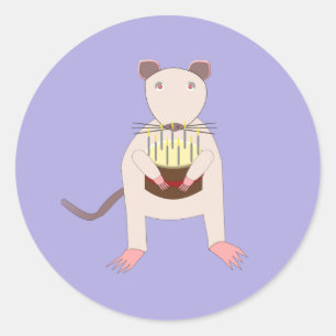 Siamese Rat with Birthday Cake Classic Round Sticker