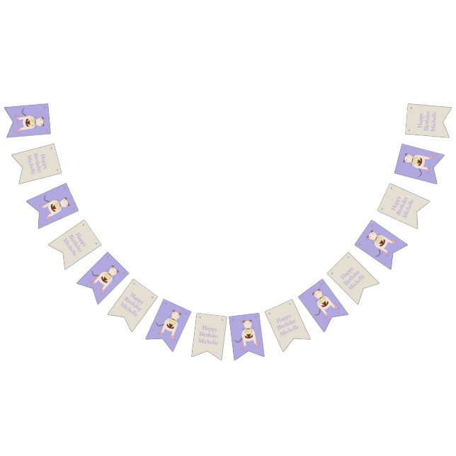 Siamese Rat with Birthday Cake Custom Bunting Flags (All)