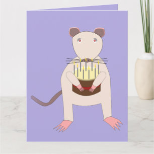 Siamese Rat with Birthday Cake Custom Card