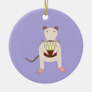 Siamese Rat with Birthday Cake Custom Ceramic Ornament