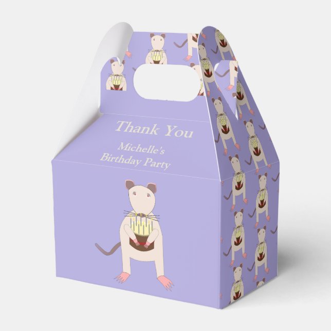 Siamese Rat with Birthday Cake Custom Favor Box (Front Side)