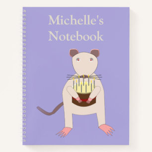 Siamese Rat with Birthday Cake Custom Notebook