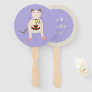 Siamese Rat with Birthday Cake Custom Party Hand Fan
