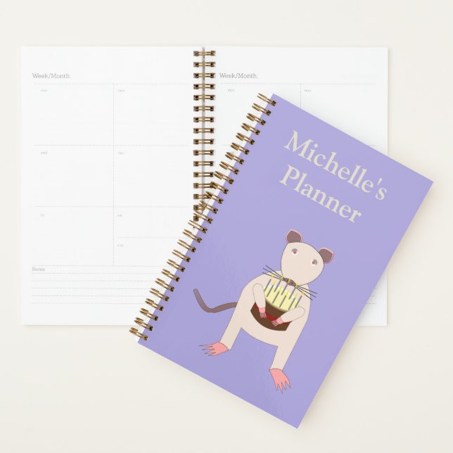 Siamese Rat with Birthday Cake Custom Planner (Display)