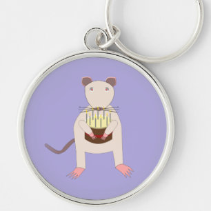 Siamese Rat with Birthday Cake Keychain