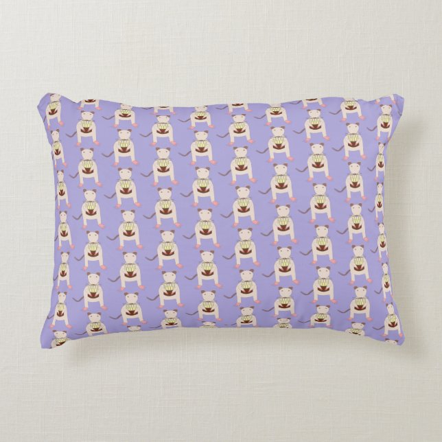 Siamese Rat with Birthday Cake Patterned Accent Pillow (Front)