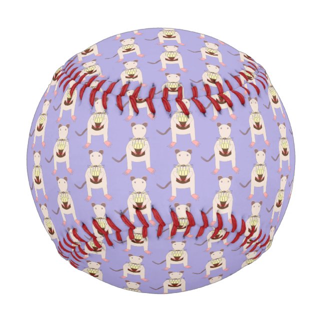 Siamese Rat with Birthday Cake Patterned Baseball (Front)