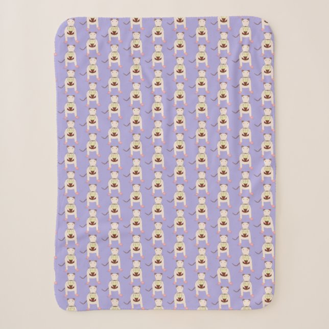 Siamese Rat with Birthday Cake Patterned Sherpa Blanket (Front)