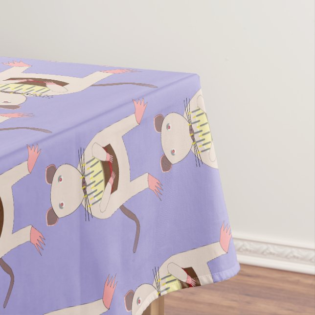 Siamese Rat with Birthday Cake Patterned Tablecloth (In Situ)