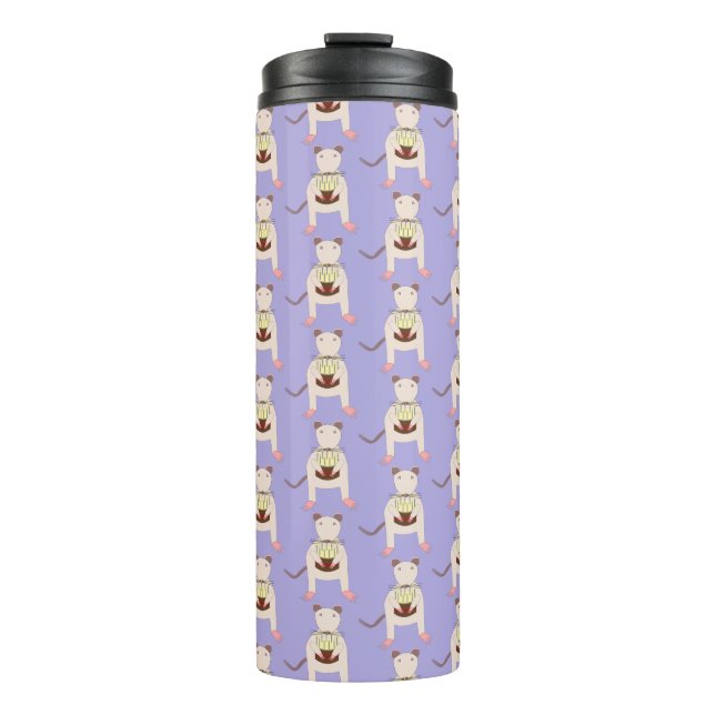 Siamese Rat with Birthday Cake Patterned Thermal Tumbler (Front)
