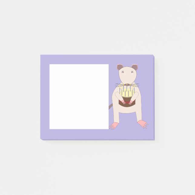 Siamese Rat with Birthday Cake Post-it Notes (Front)