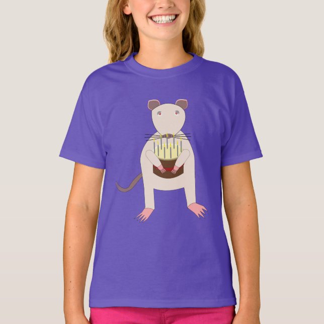 Siamese Rat with Birthday Cake T-Shirt (Front)