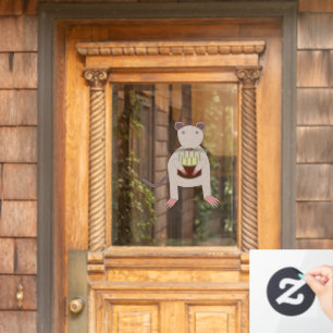 Siamese Rat with Birthday Cake Window Cling