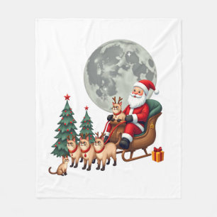 Siamese Reindeer Christmas Siamese Cat Lover Gifts Fleece Blanket