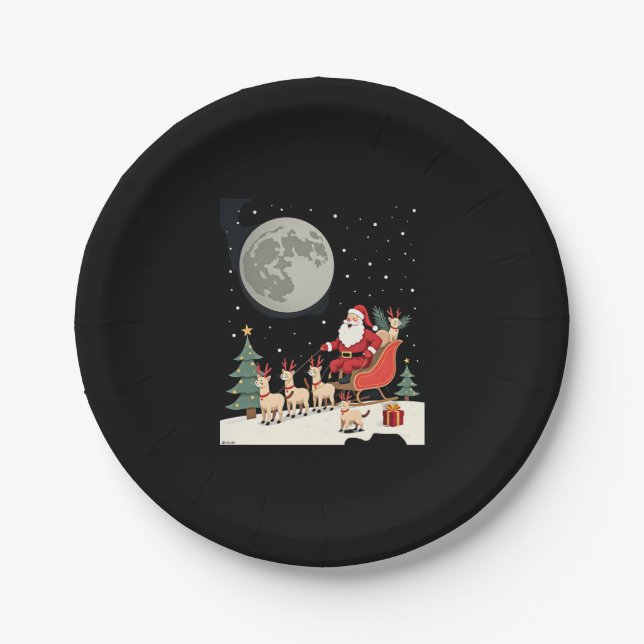 Siamese Reindeer Christmas Siamese Cat Lover Gifts Paper Plate (Front)