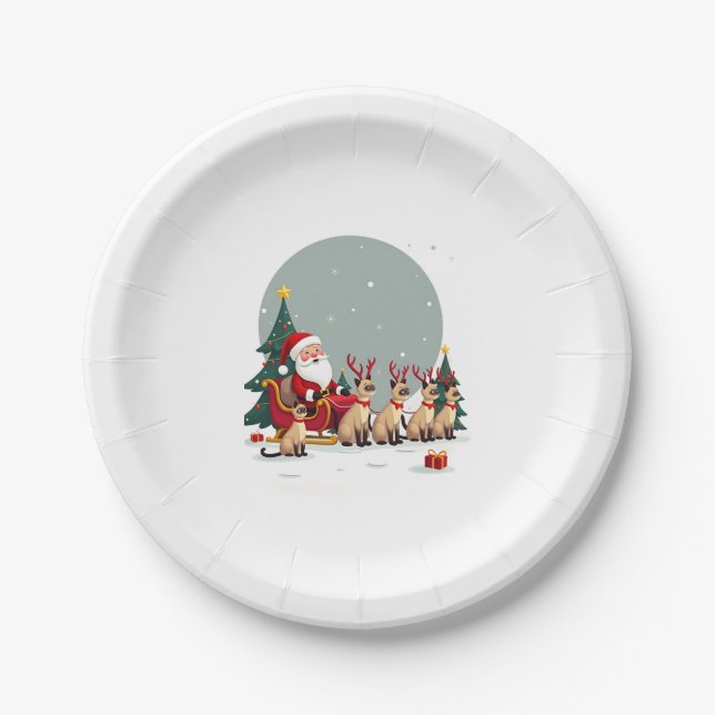 Siamese Reindeer Christmas Siamese Cat Lover Gifts Paper Plate (Front)