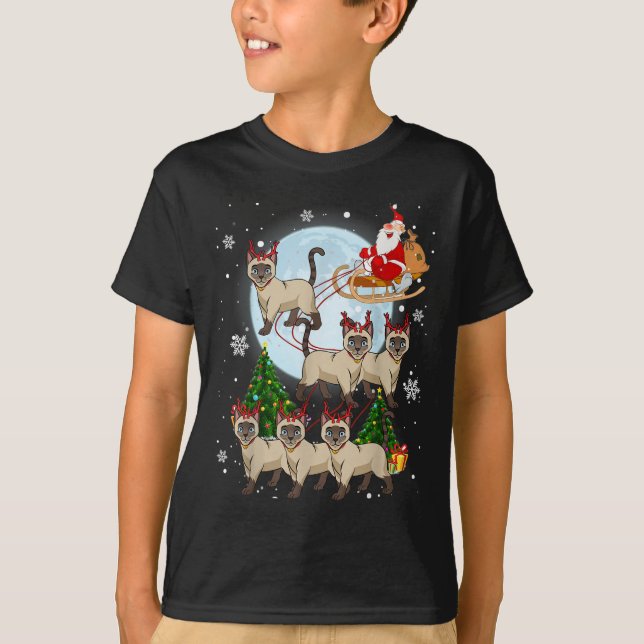 Siamese Reindeer Christmas Siamese Cat Lover Men W T-Shirt (Front)