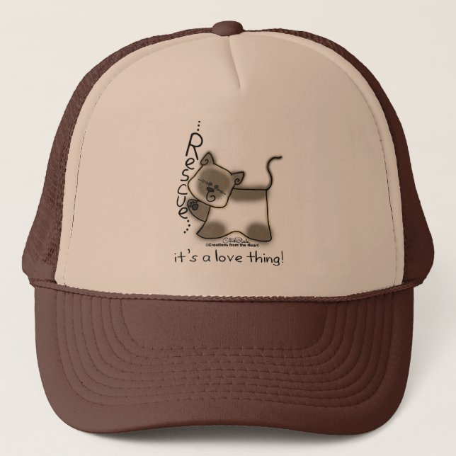 Siamese RESCUE...it's a love thing! Trucker Hat (Front)