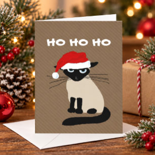 Siamese Santa Clause - Funny Kitty Cat Christmas Holiday Card