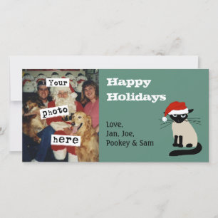 Siamese Santa   Funny Cat Christmas   Your Photo Holiday Card