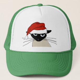 Siamese Santa - Funny Christmas Holiday Xmas Cat Trucker Hat