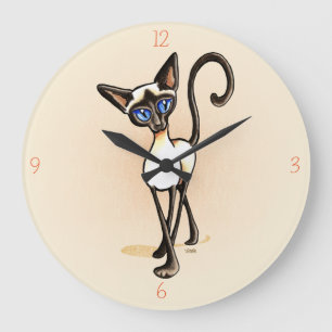 Siamese Seal Point Crosswalk Off-Leash Art™ Large Clock