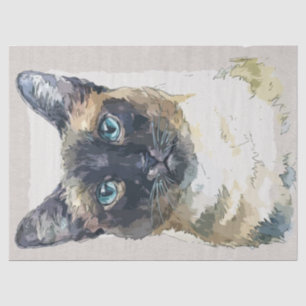 Siamese Shorthair Cat Watercolor Sketch Tissue Paper